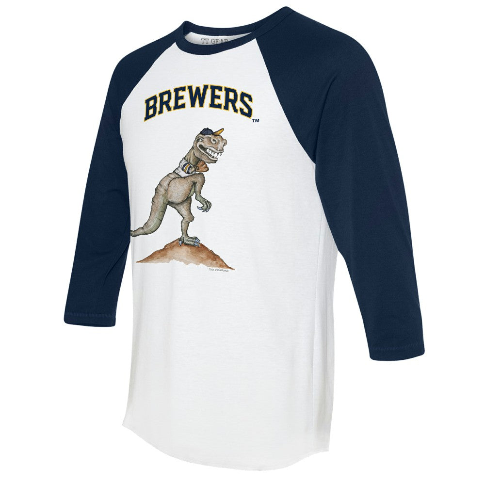 Milwaukee Brewers Tiny Turnip Unisex TT Rex 3/4-Sleeve Raglan T-Shirt - MLB T-shirts