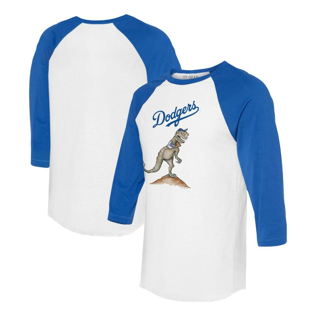 Los Angeles Dodgers Tiny Turnip Unisex TT Rex 3/4-Sleeve Raglan T-Shirt - MLB T-shirts
