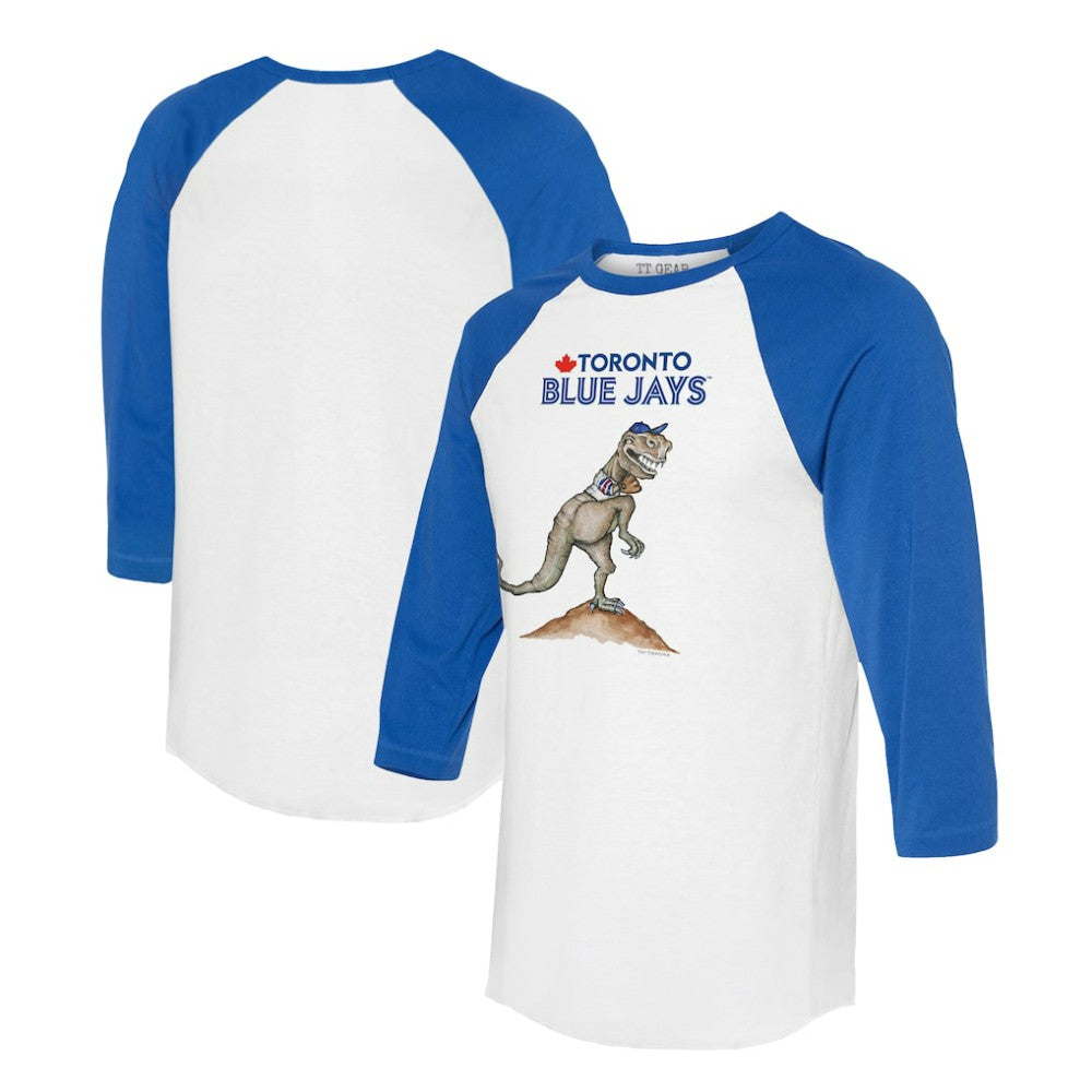Toronto Blue Jays Tiny Turnip Unisex TT Rex 3/4-Sleeve Raglan T-Shirt - MLB T-shirts