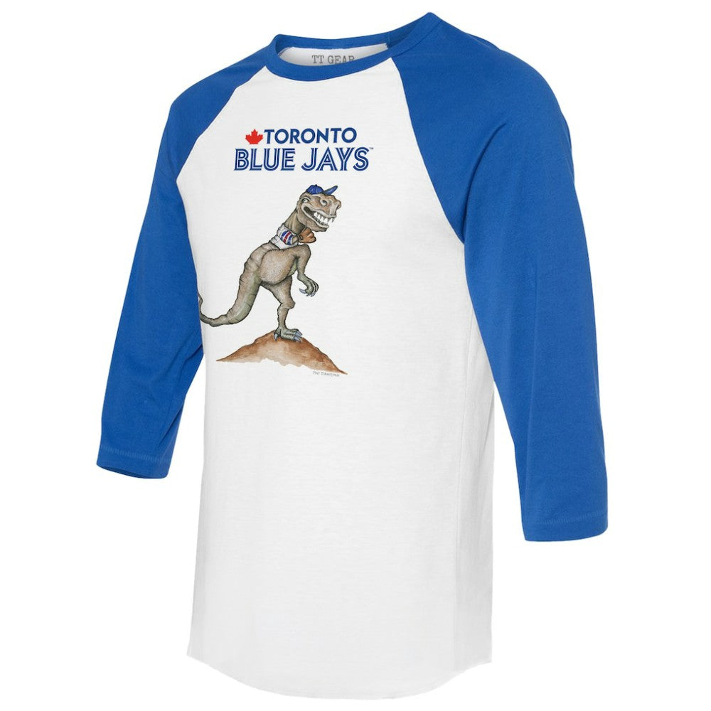 Toronto Blue Jays Tiny Turnip Unisex TT Rex 3/4-Sleeve Raglan T-Shirt - MLB T-shirts