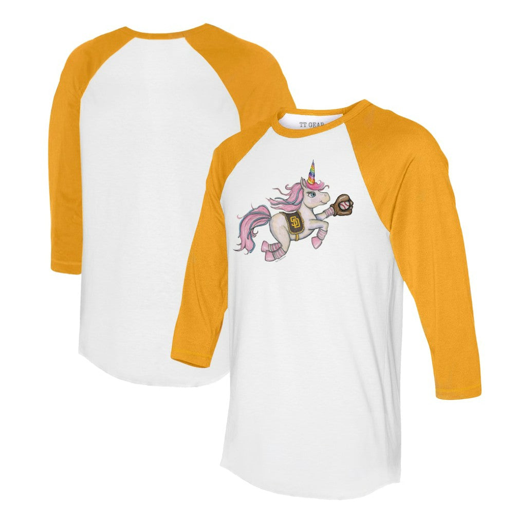 San Diego Padres Tiny Turnip Unisex Unicorn 3/4-Sleeve Raglan T-Shirt - MLB T-shirts
