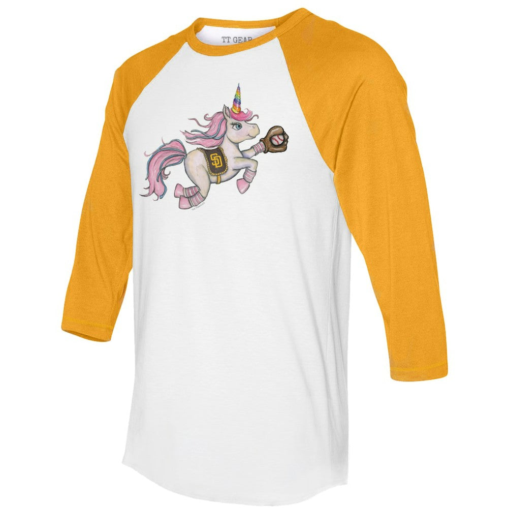 San Diego Padres Tiny Turnip Unisex Unicorn 3/4-Sleeve Raglan T-Shirt - MLB T-shirts