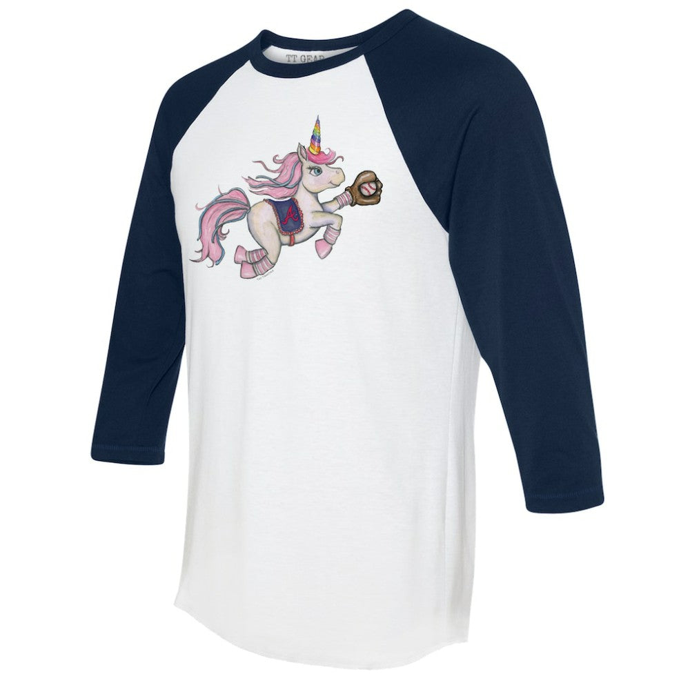 Atlanta Braves Tiny Turnip Unisex Unicorn 3/4-Sleeve Raglan T-Shirt - MLB T-shirts