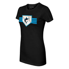 Miami Marlins Tiny Turnip Women's Base Stripe T-Shirt - MLB T-shirts