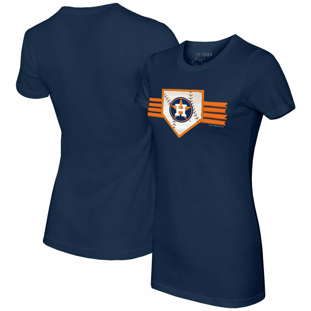 Houston Astros Tiny Turnip Women's Base Stripe T-Shirt - MLB T-shirts
