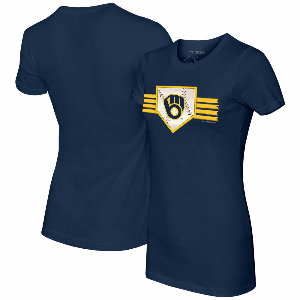 Milwaukee Brewers Tiny Turnip Women's Base Stripe T-Shirt - MLB T-shirts