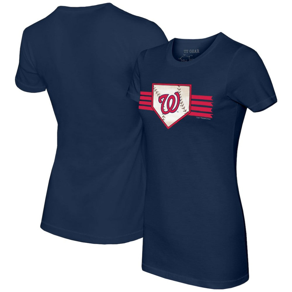 Washington Nationals Tiny Turnip Women's Base Stripe T-Shirt - MLB T-shirts