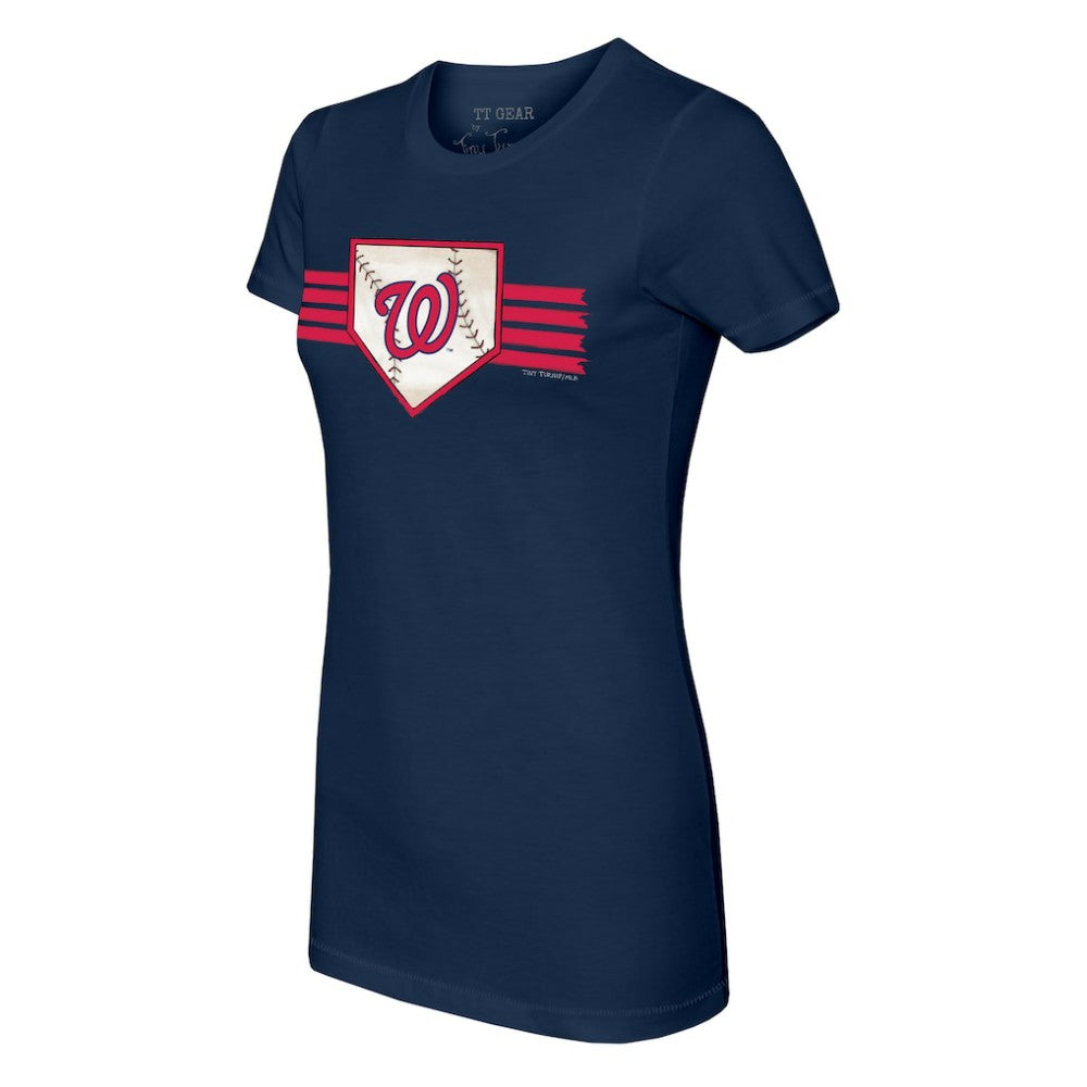 Washington Nationals Tiny Turnip Women's Base Stripe T-Shirt - MLB T-shirts