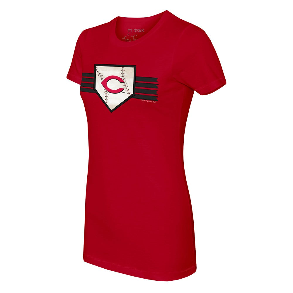 Cincinnati Reds Tiny Turnip Women's Base Stripe T-Shirt - MLB T-shirts