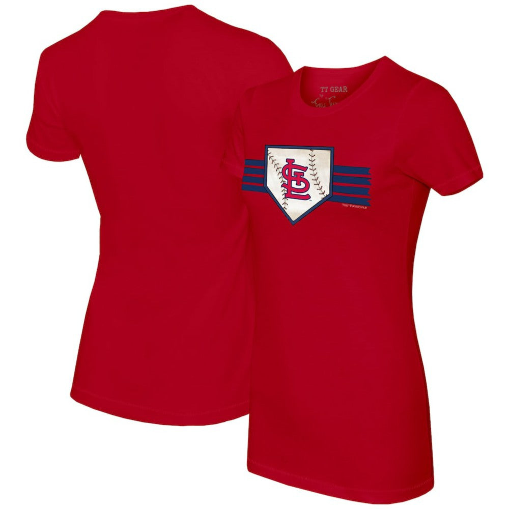 St. Louis Cardinals Tiny Turnip Women's Base Stripe T-Shirt - MLB T-shirts