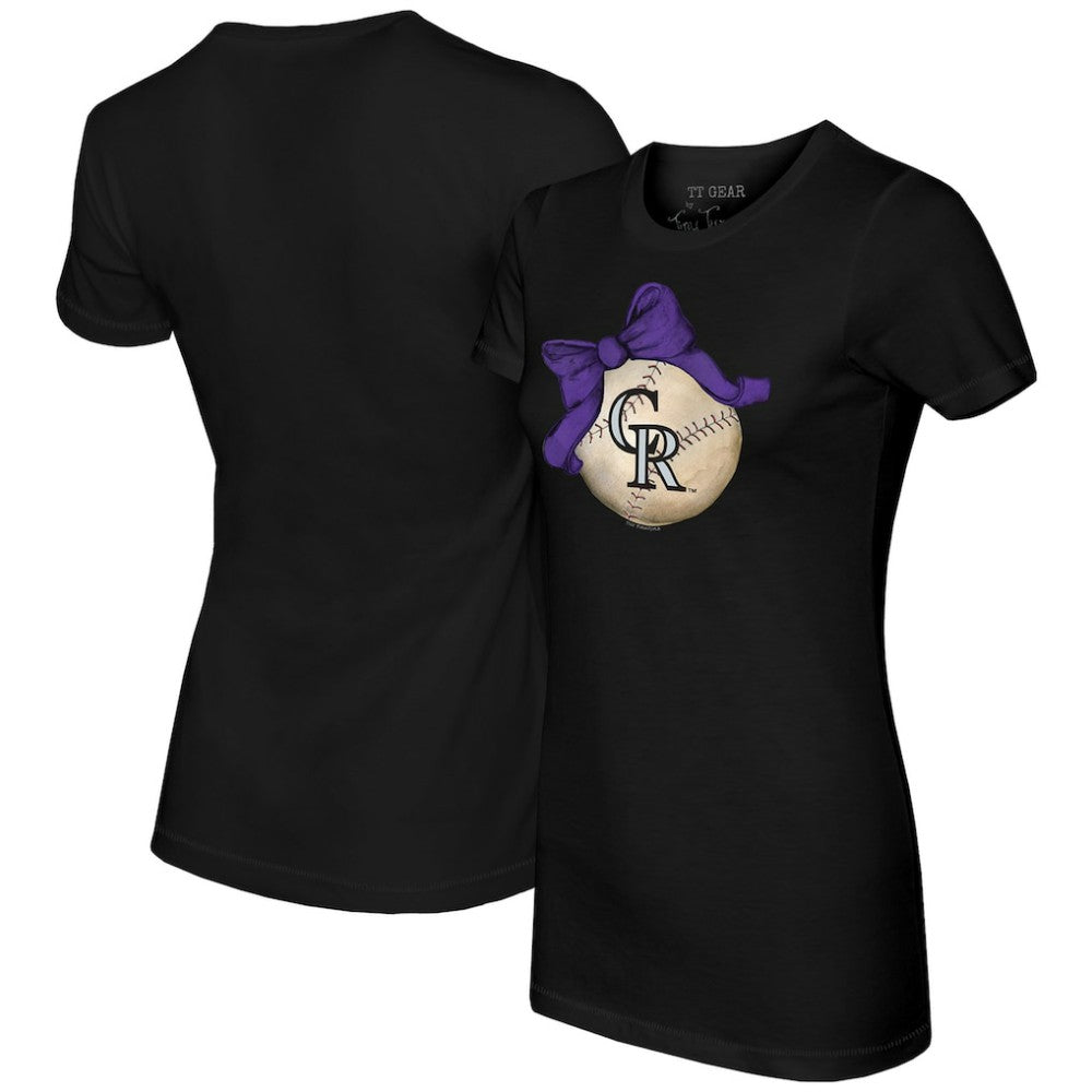 Colorado Rockies Tiny Turnip Women's Baseball Bow T-Shirt - MLB T-shirts