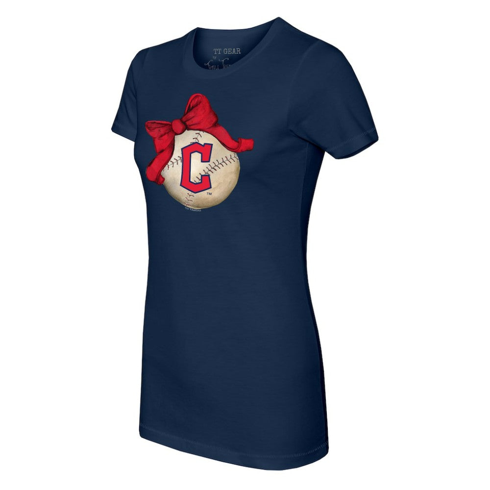 Cleveland Guardians Tiny Turnip Women's Baseball Bow T-Shirt - MLB T-shirts