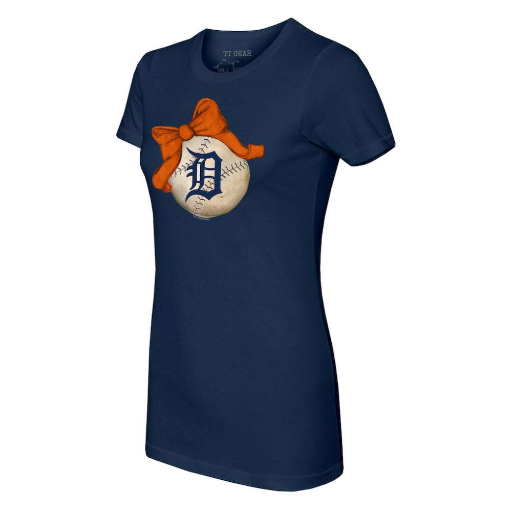 Detroit Tigers Tiny Turnip Women's Baseball Bow T-Shirt - MLB T-shirts