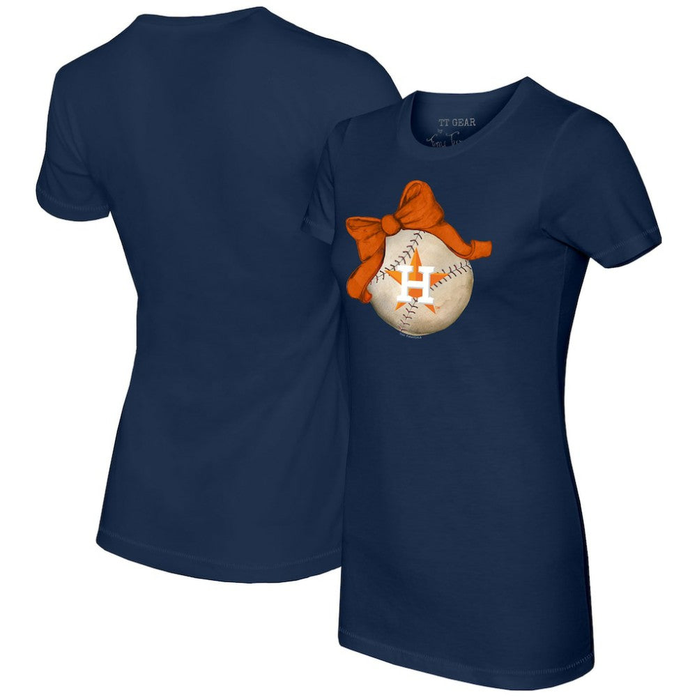 Houston Astros Tiny Turnip Women's Baseball Bow T-Shirt - MLB T-shirts