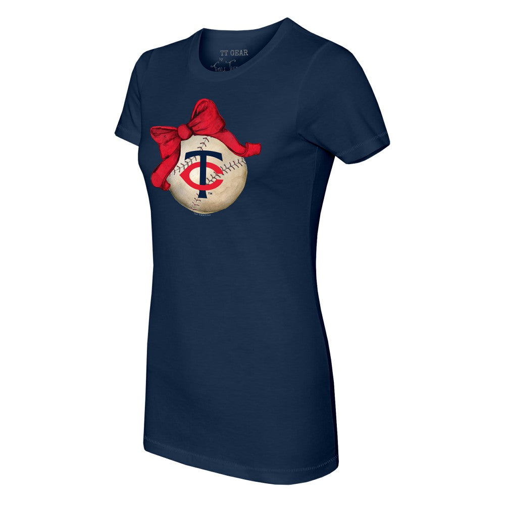 Minnesota Twins Tiny Turnip Women's Baseball Bow T-Shirt - MLB T-shirts