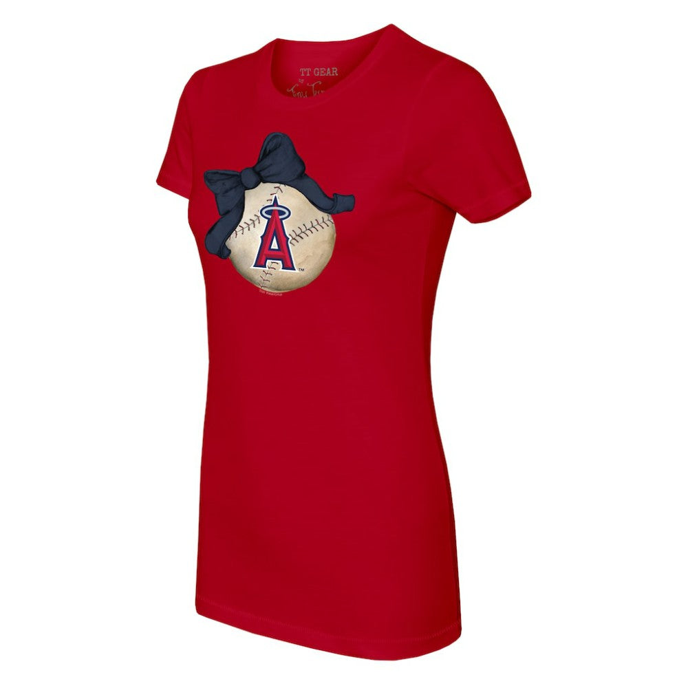 Los Angeles Angels Tiny Turnip Women's Baseball Bow T-Shirt - MLB T-shirts