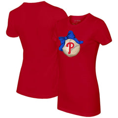 Philadelphia Phillies Tiny Turnip Women's Baseball Bow T-Shirt - MLB T-shirts
