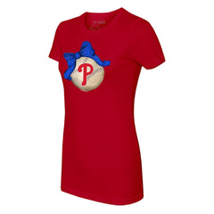 Philadelphia Phillies Tiny Turnip Women's Baseball Bow T-Shirt - MLB T-shirts