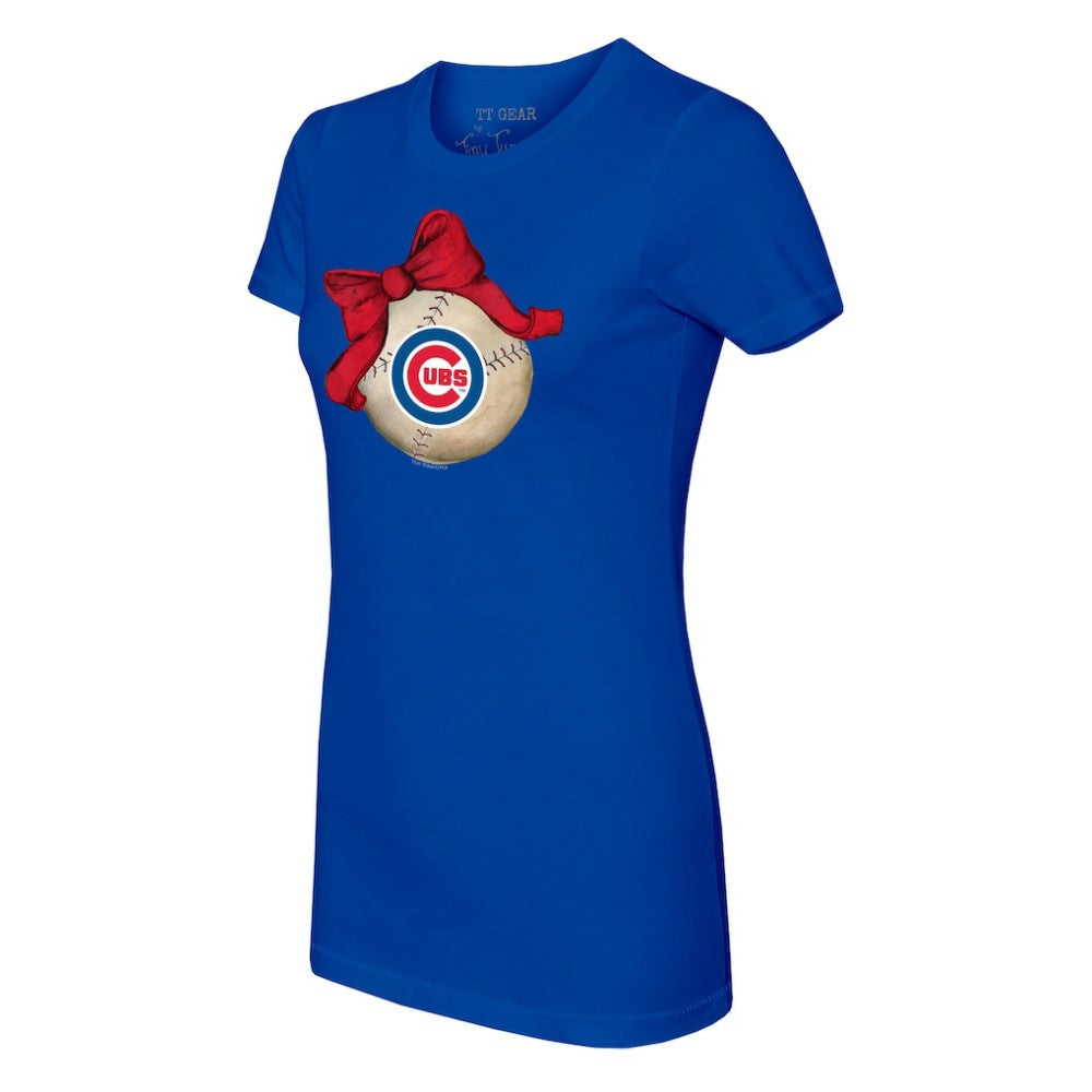 Chicago Cubs Tiny Turnip Women's Baseball Bow T-Shirt - MLB T-shirts