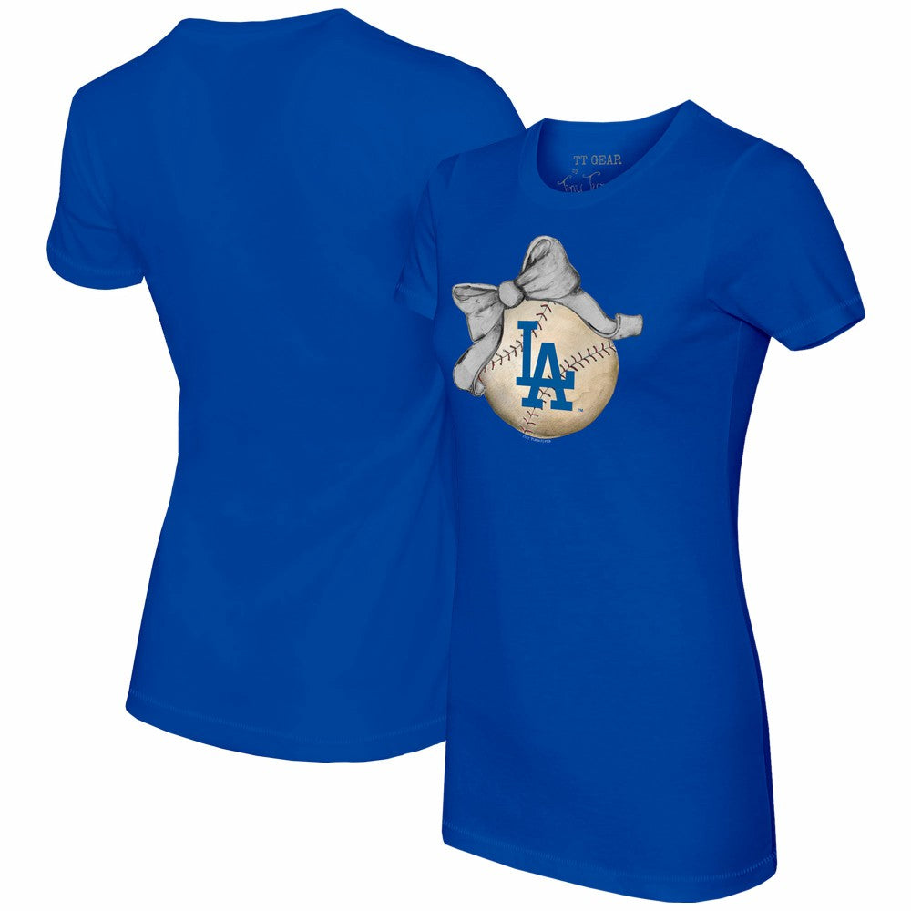 Los Angeles Dodgers Tiny Turnip Women's Baseball Bow T-Shirt - MLB T-shirts