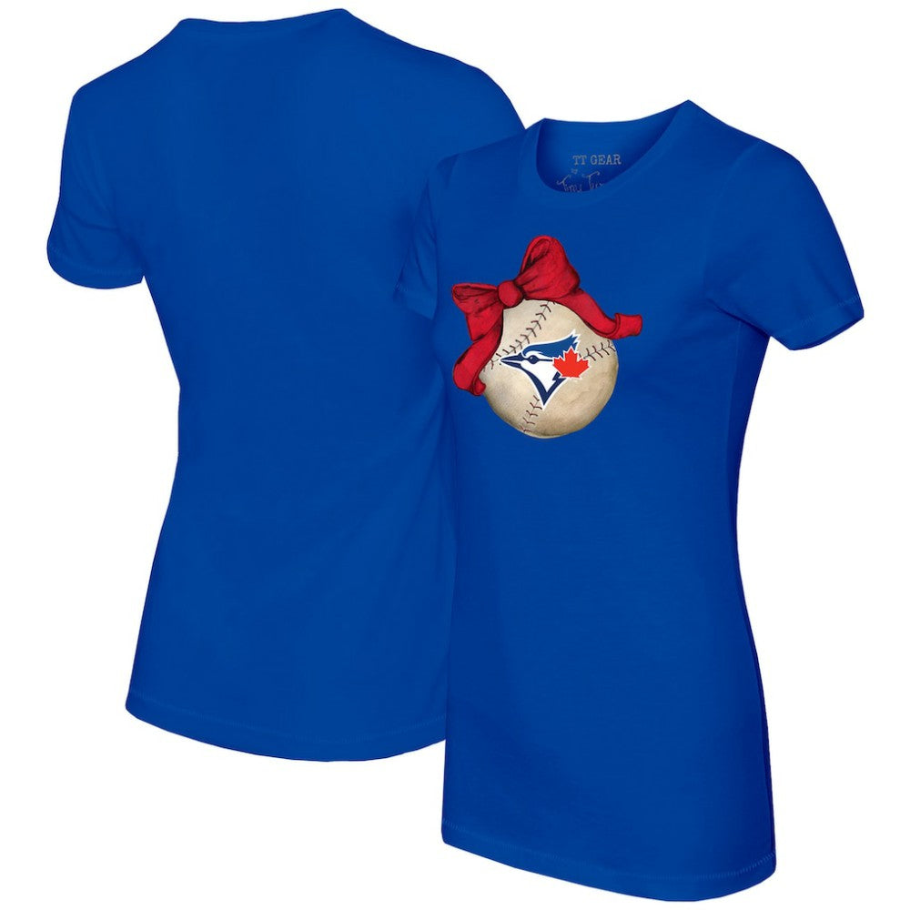 Toronto Blue Jays Tiny Turnip Women's Baseball Bow T-Shirt - MLB T-shirts