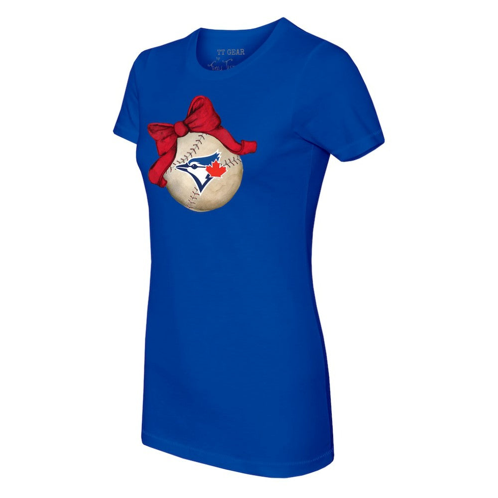 Toronto Blue Jays Tiny Turnip Women's Baseball Bow T-Shirt - MLB T-shirts
