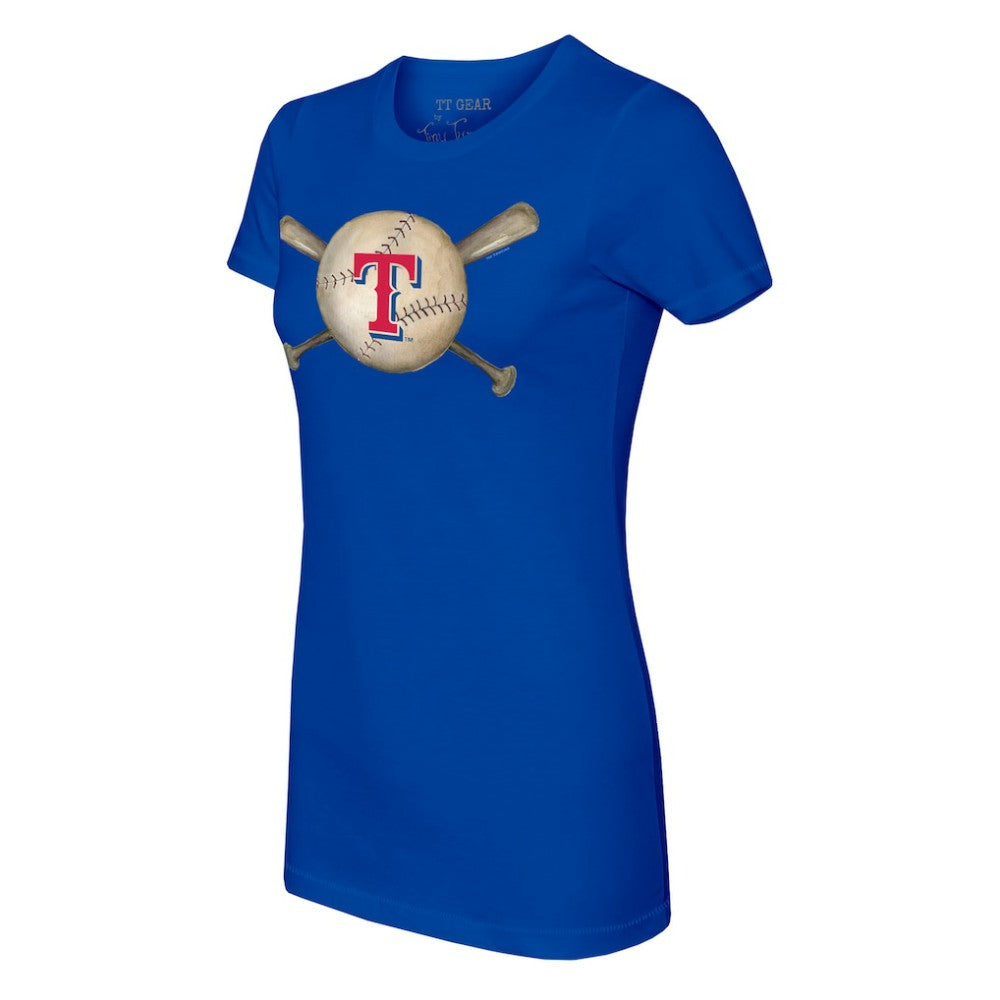 Texas Rangers Tiny Turnip Women's Baseball Cross Bats T-Shirt - MLB T-shirts