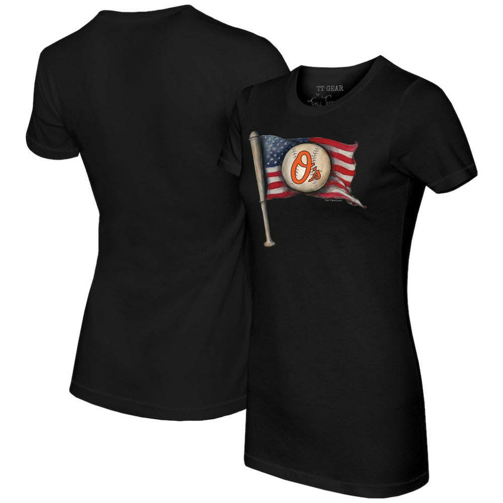 Baltimore Orioles Tiny Turnip Women's Baseball Flag T-Shirt - MLB T-shirts