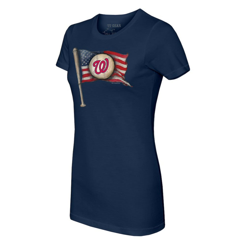 Washington Nationals Tiny Turnip Women's Baseball Flag T-Shirt - MLB T-shirts