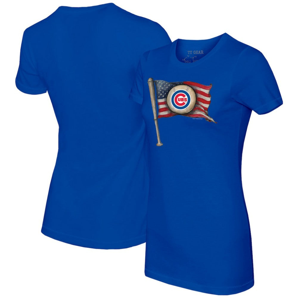 Chicago Cubs Tiny Turnip Women's Baseball Flag T-Shirt - MLB T-shirts