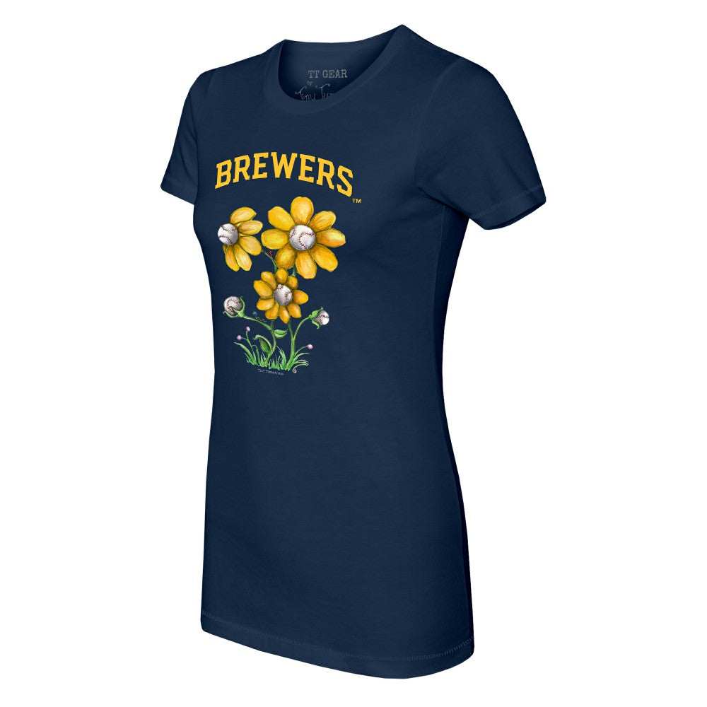 Milwaukee Brewers Tiny Turnip Women's Blooming Baseballs T-Shirt - MLB T-shirts
