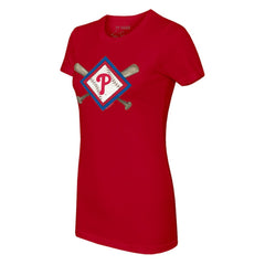 Philadelphia Phillies Tiny Turnip Women's Diamond Cross Bats T-Shirt - MLB T-shirts