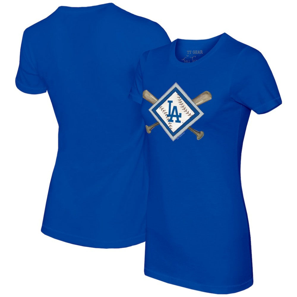 Los Angeles Dodgers Tiny Turnip Women's Diamond Cross Bats T-Shirt - MLB T-shirts