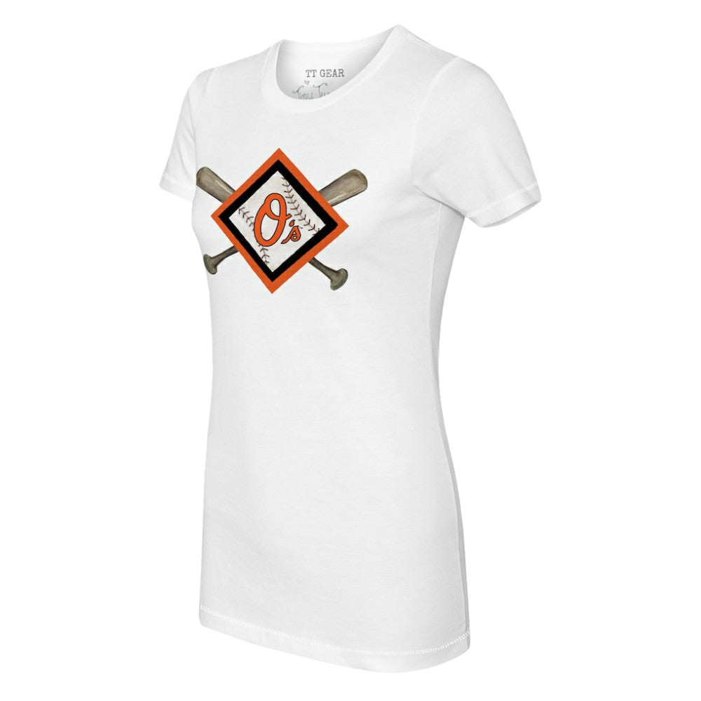 Baltimore Orioles Tiny Turnip Women's Diamond Cross Bats T-Shirt - MLB T-shirts