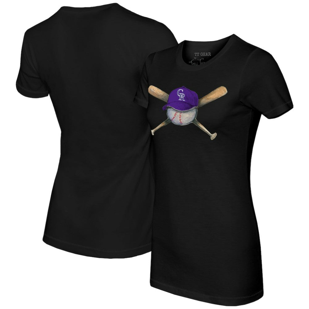 Colorado Rockies Tiny Turnip Women's Hat Crossbats T-Shirt - MLB Hats