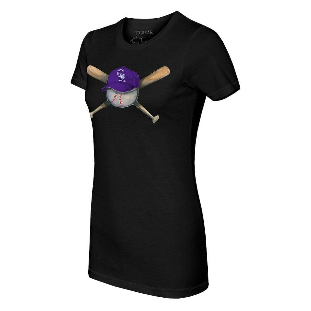 Colorado Rockies Tiny Turnip Women's Hat Crossbats T-Shirt - MLB Hats