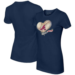 Atlanta Braves Tiny Turnip Women's Heart Banner T-Shirt - MLB T-shirts