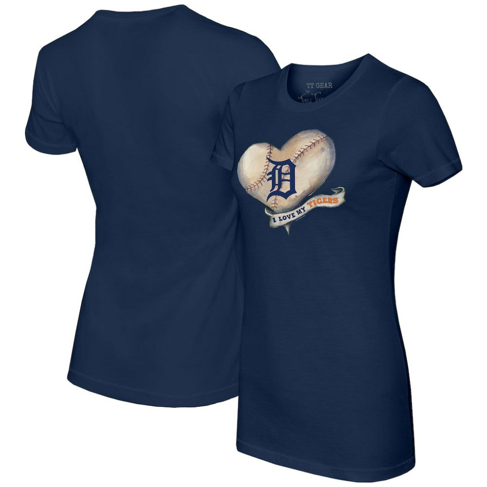Detroit Tigers Tiny Turnip Women's Heart Banner T-Shirt - MLB T-shirts
