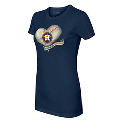 Houston Astros Tiny Turnip Women's Heart Banner T-Shirt - MLB T-shirts