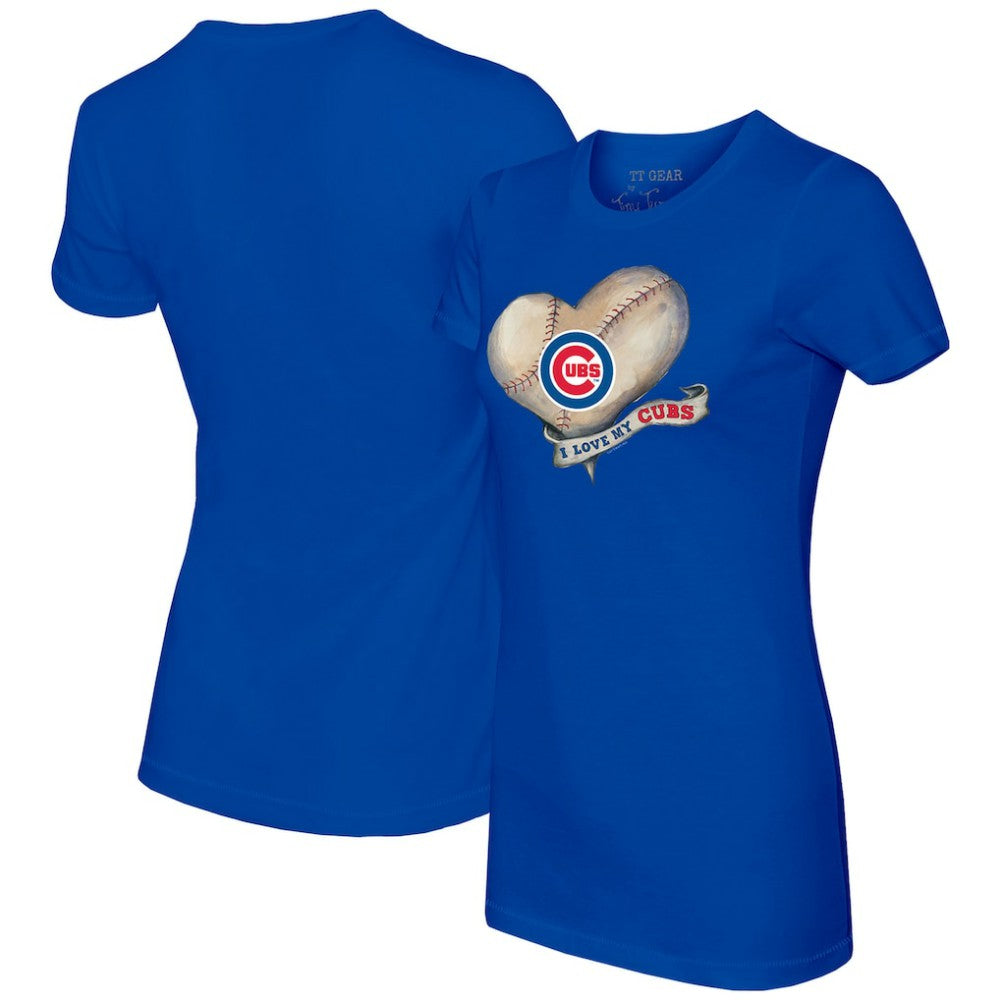 Chicago Cubs Tiny Turnip Women's Heart Banner T-Shirt - MLB T-shirts