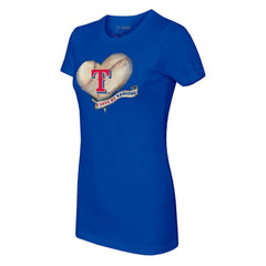 Texas Rangers Tiny Turnip Women's Heart Banner T-Shirt - MLB T-shirts