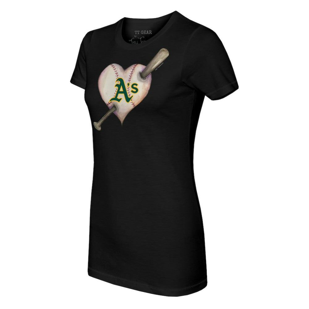 Athletics Tiny Turnip Women's Heart Bat T-Shirt - MLB T-shirts