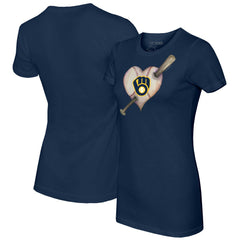 Milwaukee Brewers Tiny Turnip Women's Heart Bat T-Shirt - MLB T-shirts