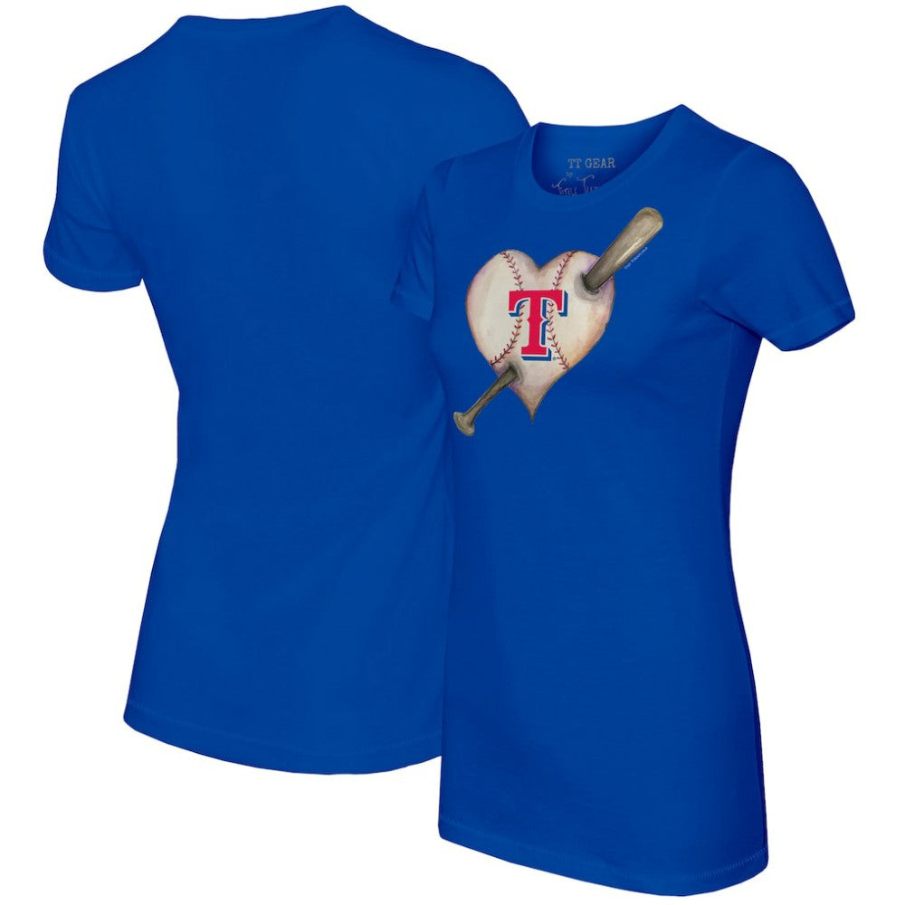 Texas Rangers Tiny Turnip Women's Heart Bat T-Shirt - MLB T-shirts