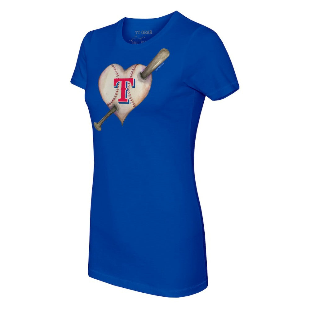 Texas Rangers Tiny Turnip Women's Heart Bat T-Shirt - MLB T-shirts