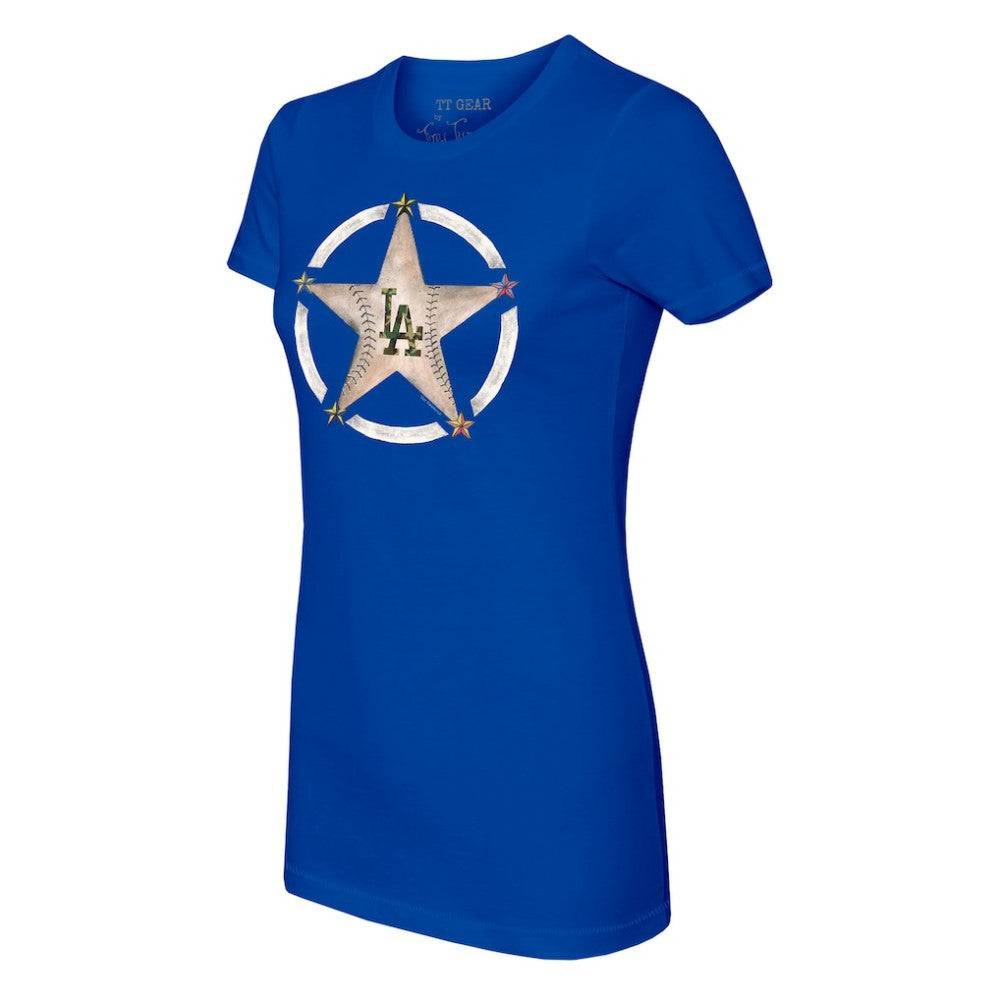 Los Angeles Dodgers Tiny Turnip Women's Military Star T-Shirt - MLB T-shirts