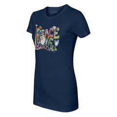 Detroit Tigers Tiny Turnip Women's Peace Love Baseball Fitted T-Shirt - MLB T-shirts