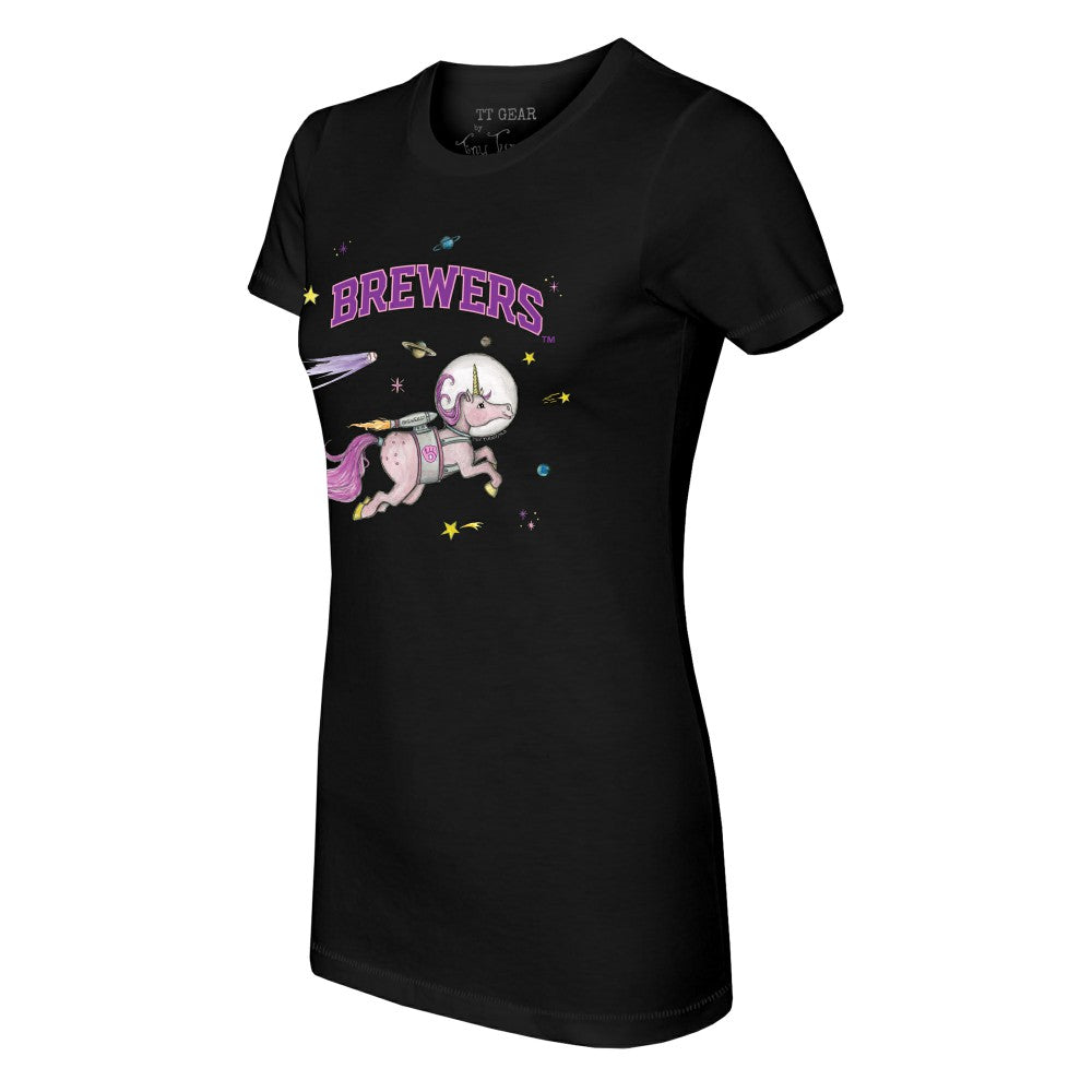 Milwaukee Brewers Tiny Turnip Women's Space Unicorn T-Shirt - MLB T-shirts