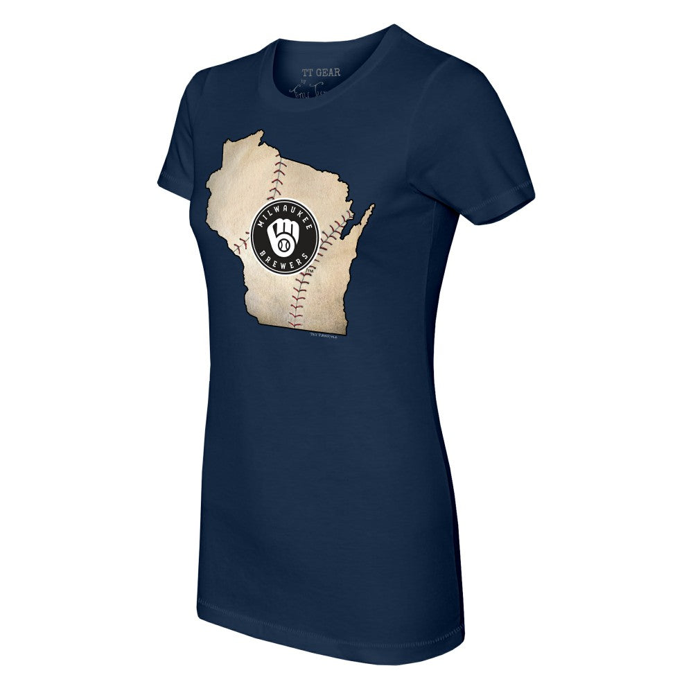Milwaukee Brewers Tiny Turnip Women's State Outline T-Shirt - MLB T-shirts