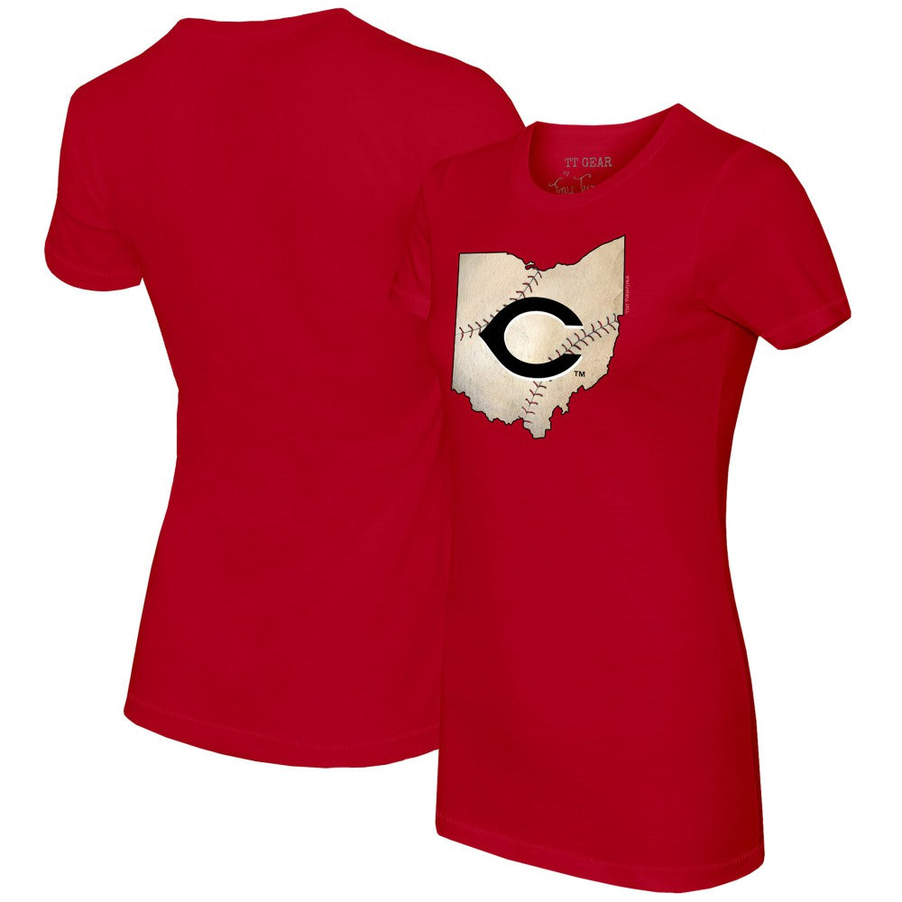 Cincinnati Reds Tiny Turnip Women's State Outline T-Shirt - MLB T-shirts
